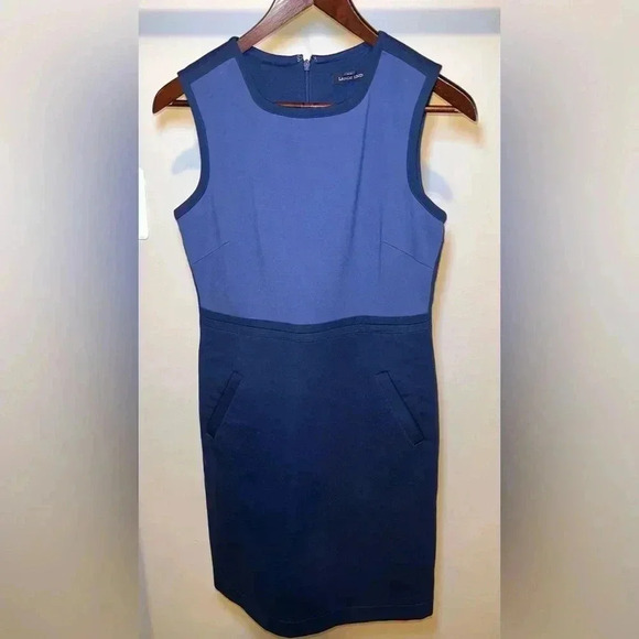 Lands' End Dress Blue Sleeveless Pointe Sheath Round Neck Size 6 - Picture 1 of 13